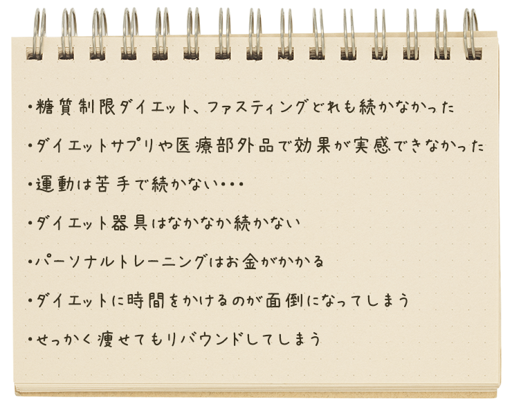 ダイエットに関するこんなお悩みありませんか？