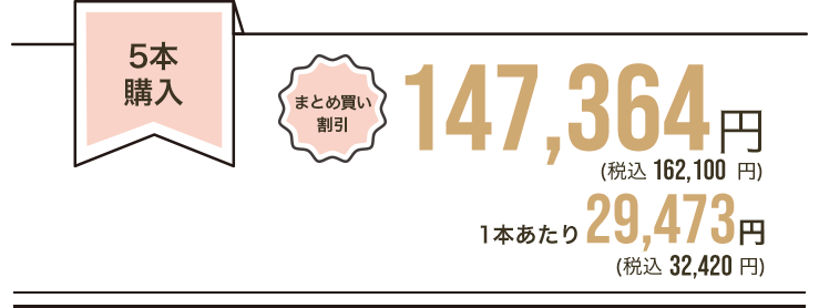 まとめ買い5本 1本あたり 27,431円(税込)