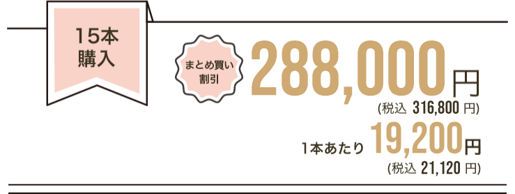 まとめ買い15本 1本あたり 16,006円(税込)